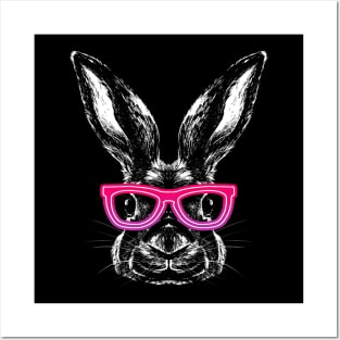 Hipster Bunny Rabbit Face Glasses Vintage Animal Lovers Posters and Art